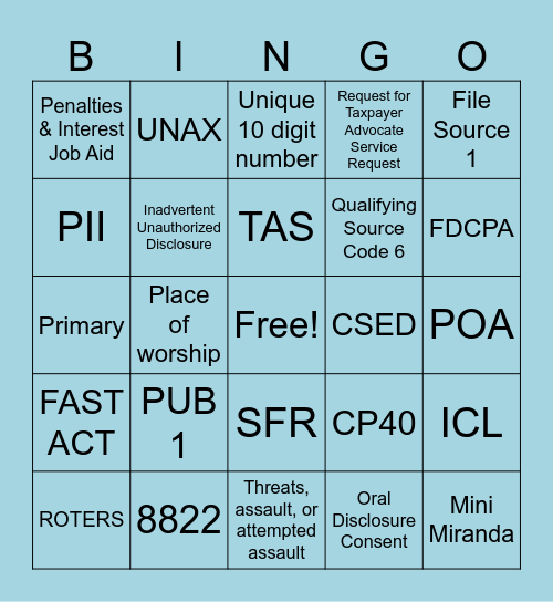 BINGO Card