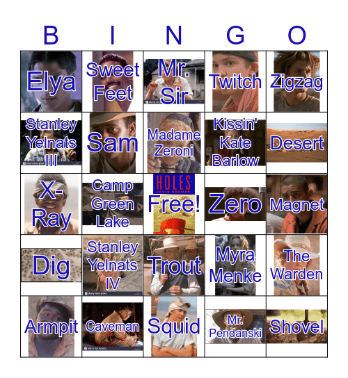 "Holes" Bingo Card