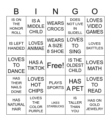 FIND SOMEONE WHO..... Bingo Card