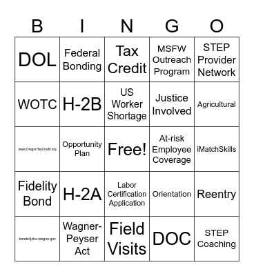 Meet the Programs BINGO Card