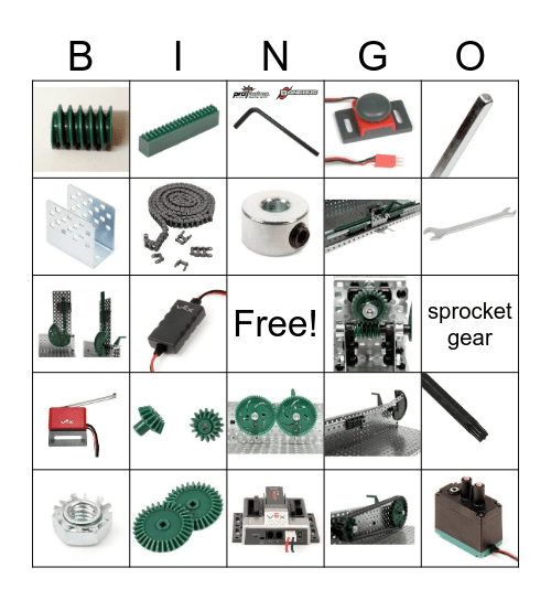 VEX parts Bingo Card