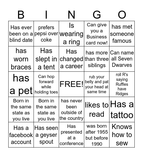 Tidewater Bingo Icebreaker Bingo Card