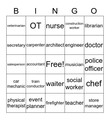 Occupations Bingo! Bingo Card