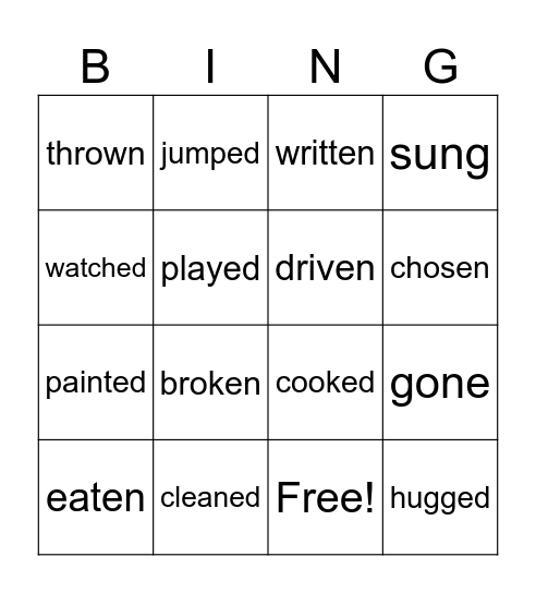 Passive Voice Bingo Card