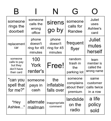 Office Bingo Card