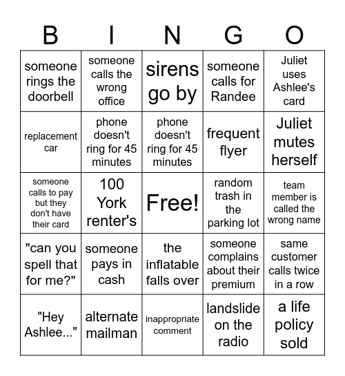 Office Bingo Card