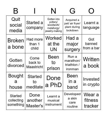 MPP Bingo Card