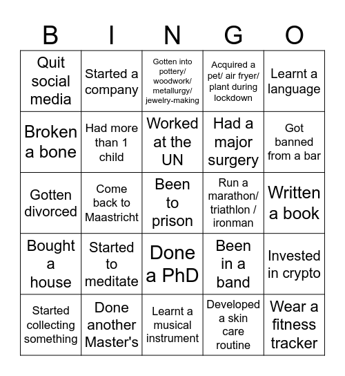 MPP Bingo Card