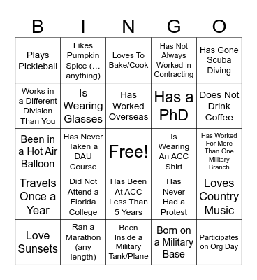 Fun Facts Bingo Card