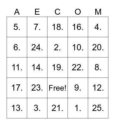 Away Day - September 2024 Bingo Card