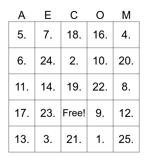 Away Day - September 2024 Bingo Card