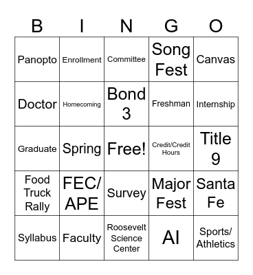 LINGO Bingo Card