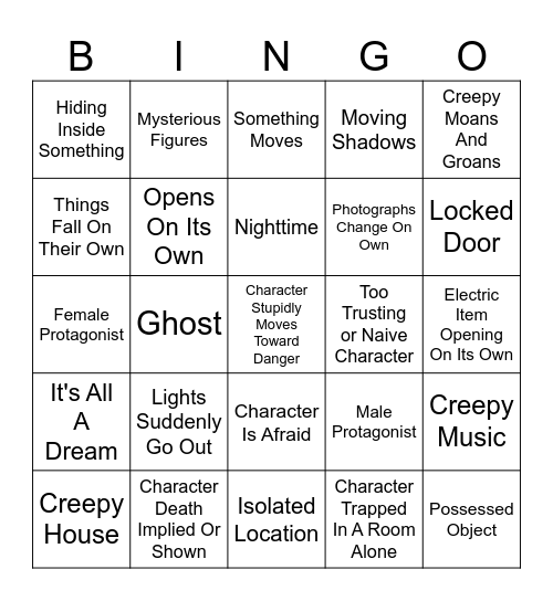 Horror Bingo Card