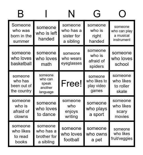 Sharon METCO Human Bingo Card