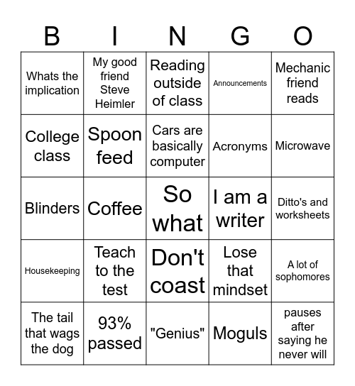 Kindred Bingo Card