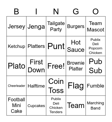 Tailgate Party Bingo Card