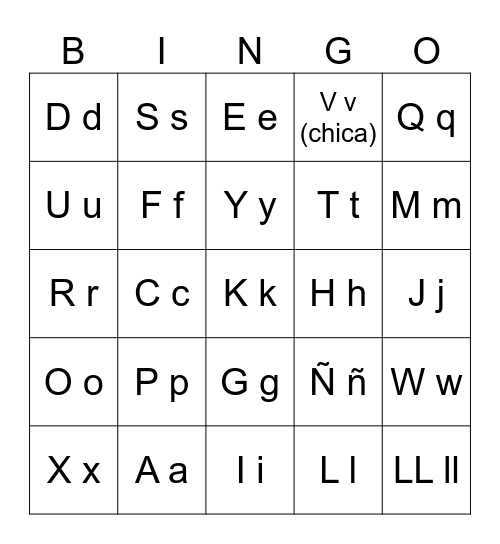 El alfabeto Bingo Card