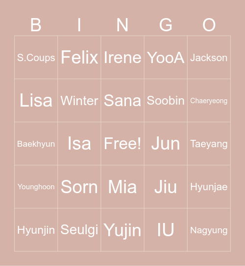 Exie's Bingo 🌷 Bingo Card