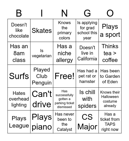 Find someone who... Bingo Card