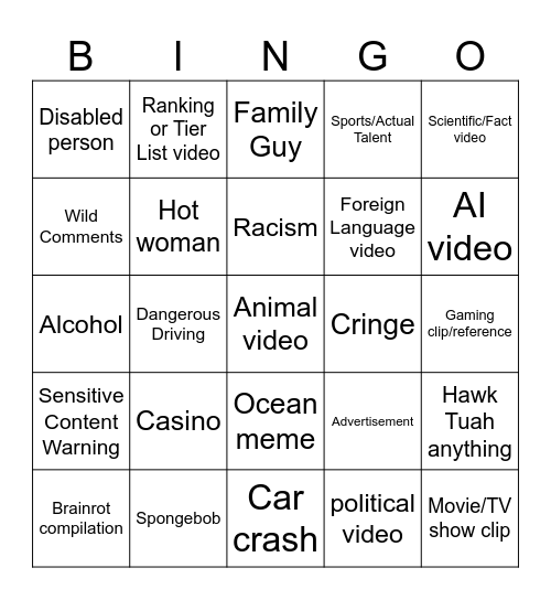 Instagram Reels Bingo Card