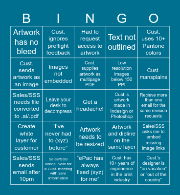 PPDS PINGO Bingo Card