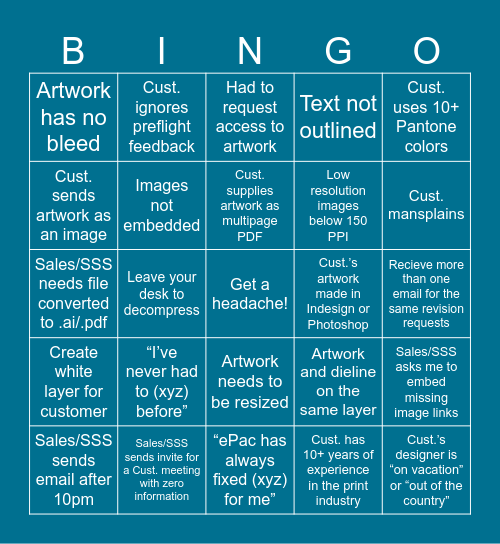 PPDS PINGO Bingo Card