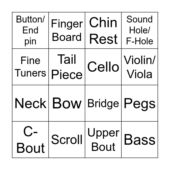 Orchestra Bingo! Bingo Card