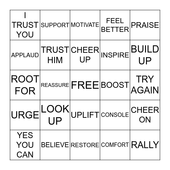 WORDS OF ENCOURAGEMENT Bingo Card