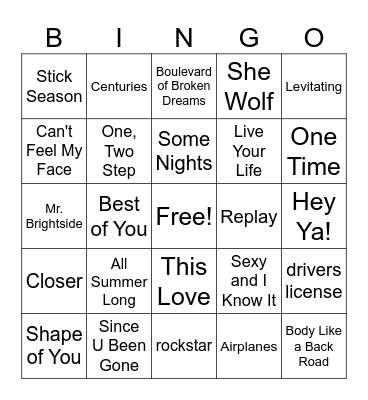 21st Century Music Bingo #2 Bingo Card