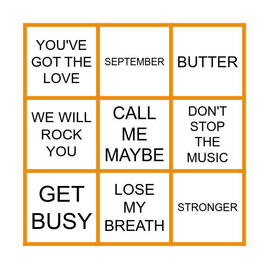 X-FACTOR Bingo Card