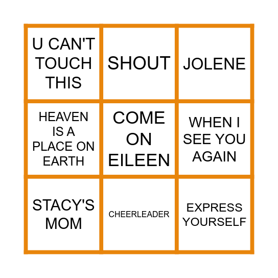 X-FACTOR Bingo Card