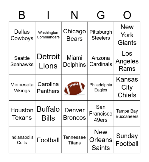 FOOTBALL Bingo Card