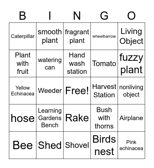 Norwood Garden Bingo Card