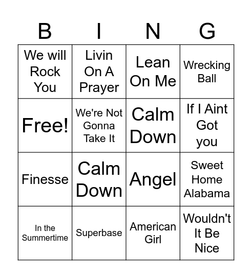 Music Mix Music Bingo Card