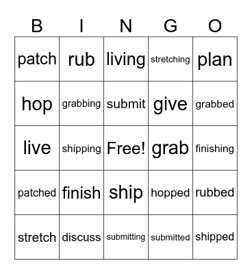 Spelling Words Bingo Card