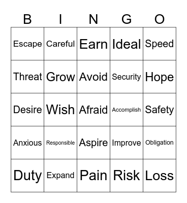 Regulatory Focus Bingo Card