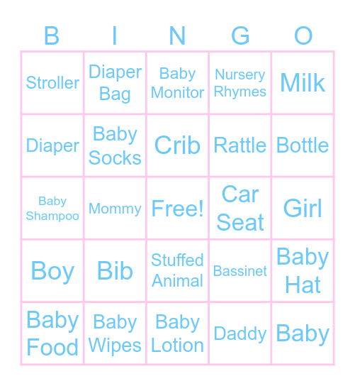 Baby Emmanuel Gender Reveal Bingo Card