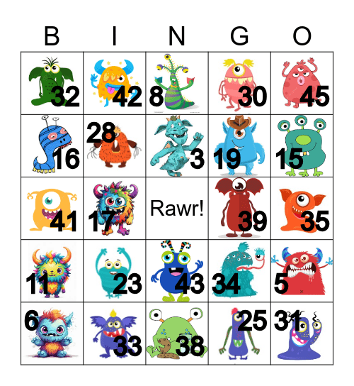 Monster Bingo 2024 Bingo Card