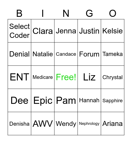 Team Bingo Card