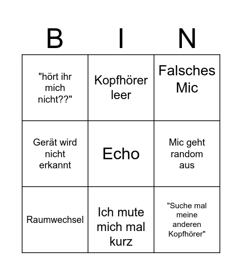 Chris Audio Abenteuer Bingo Card