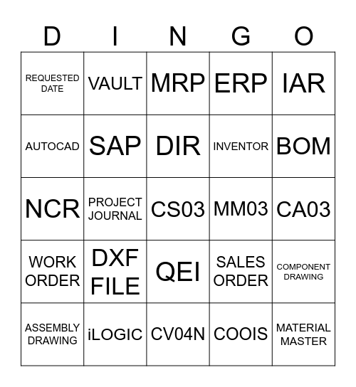 ENGINEERING STUFFS Bingo Card