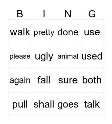2nd grade Bingo Card