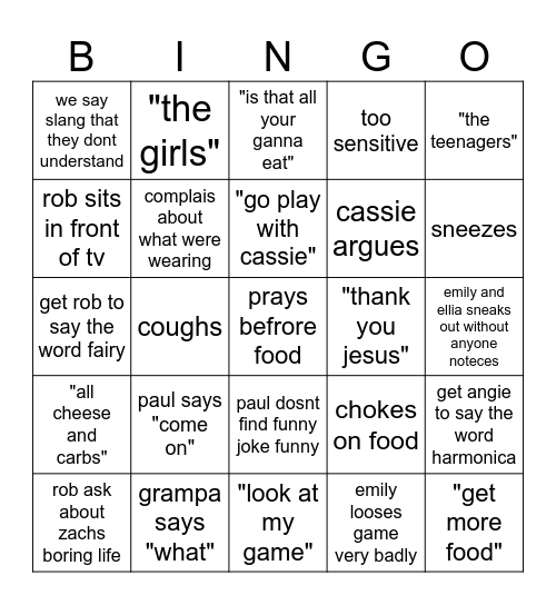 thansgiving bingo Card