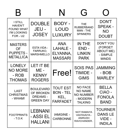 bingoo 26-09 Bingo Card