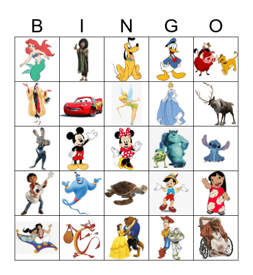 Disney Characters Bingo Card