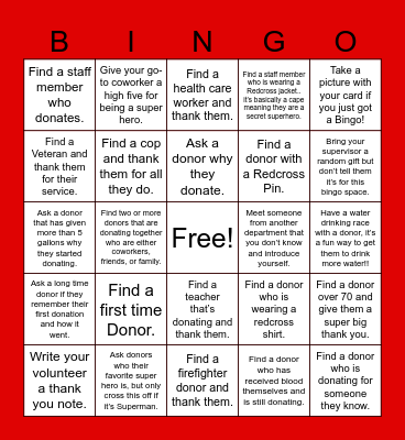 Super Hero Bingo Card