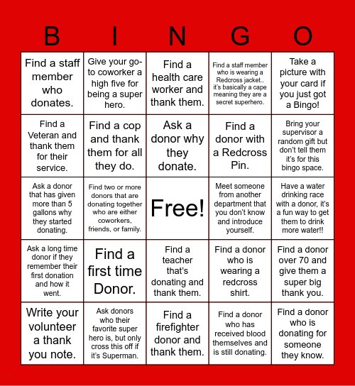 Super Hero Bingo Card