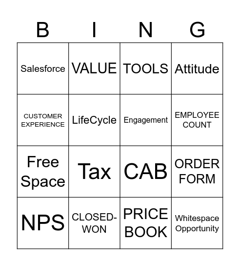 Customer Success Bingo Card