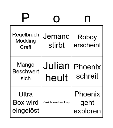 Phoenix Bingo Card