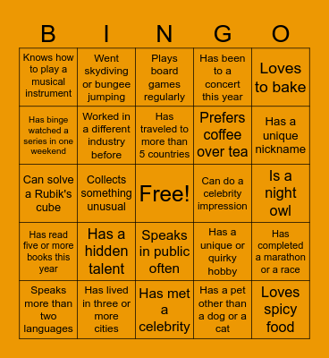 Team BINGO Card